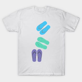 Green, Blue and Purple Flip Flops sandals T-Shirt